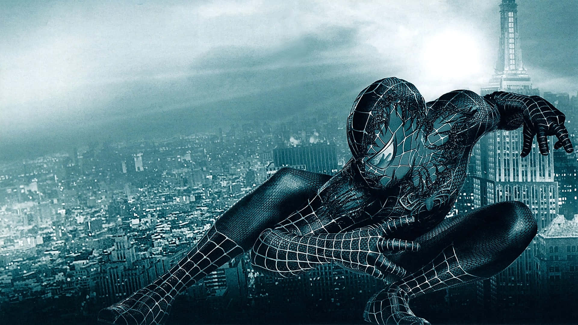 Spider-man Swinging Through The City In Spider-man 3 Background