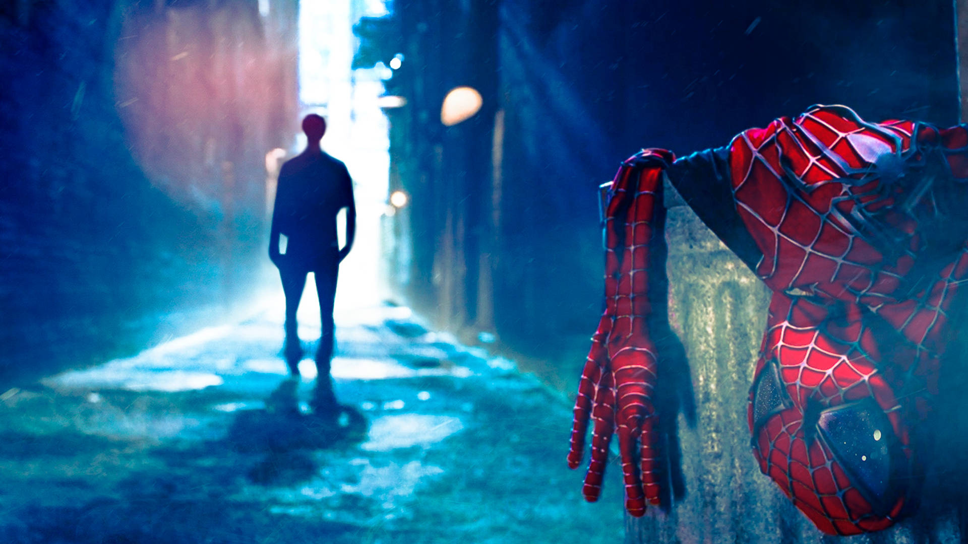 Spider Man Tobey In An Alley Background