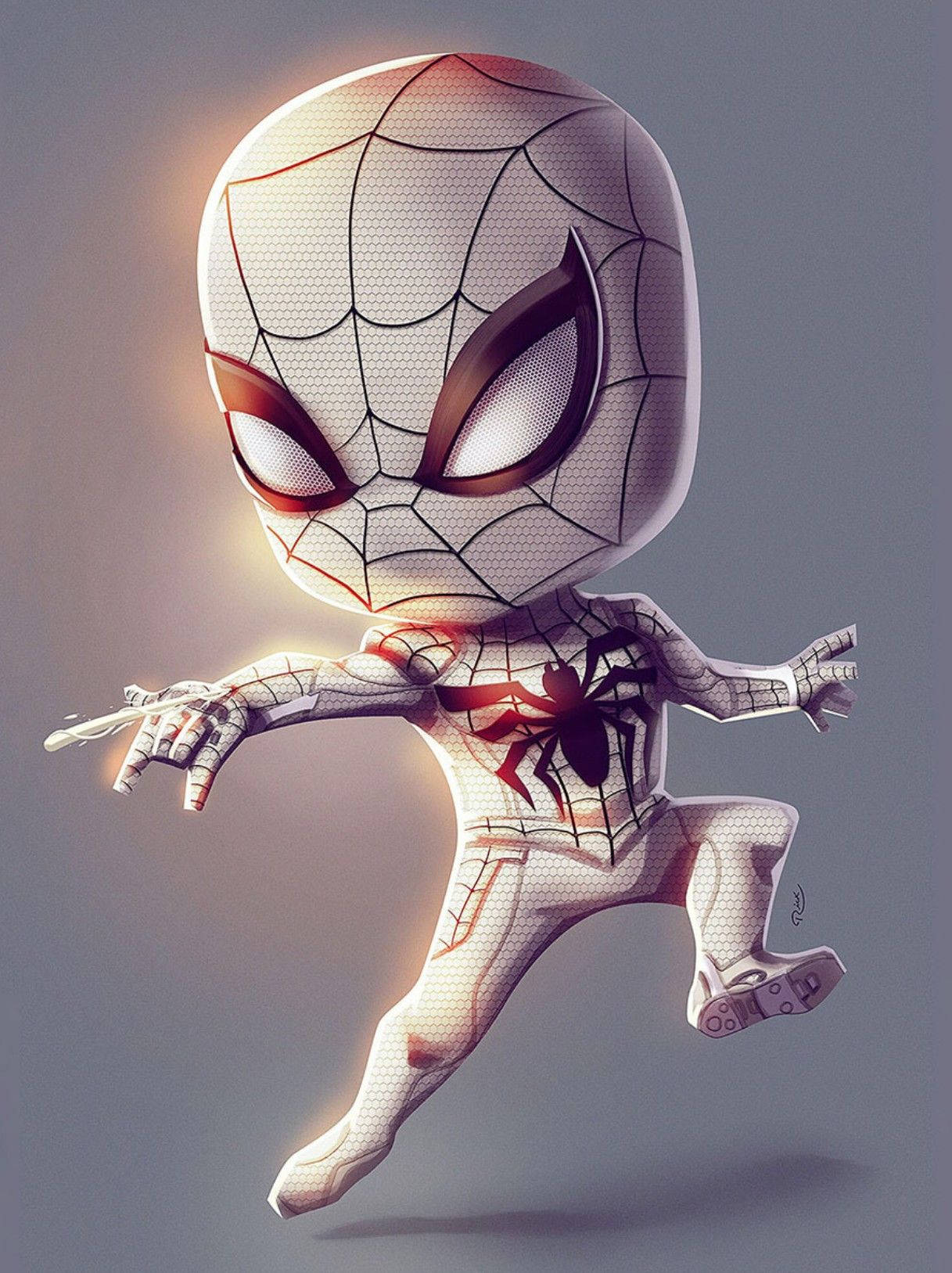 Spider Man White Chibi Art Background