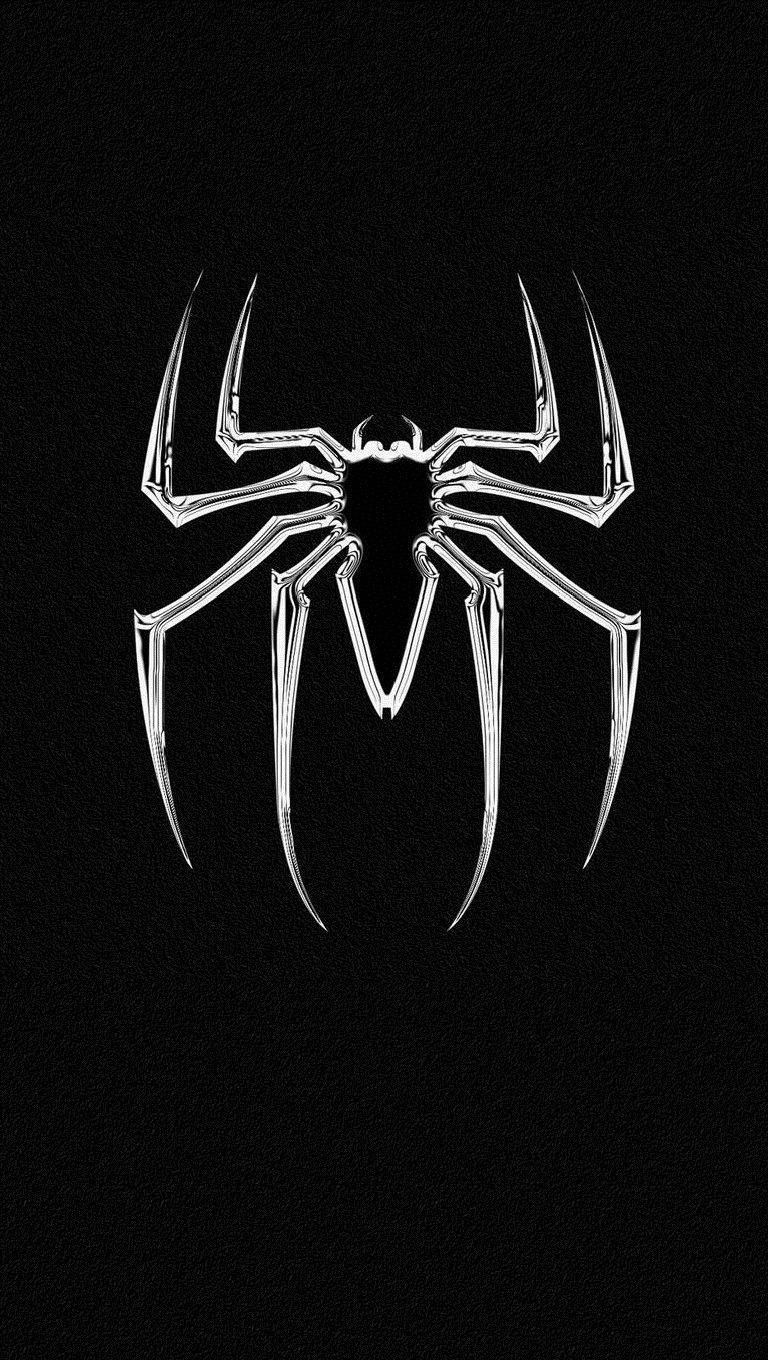 Spider Man White Logo Black Phone Background