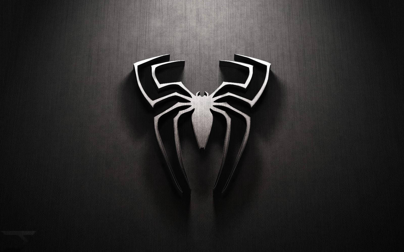 Spider-man White Logo Embossed Dark Background