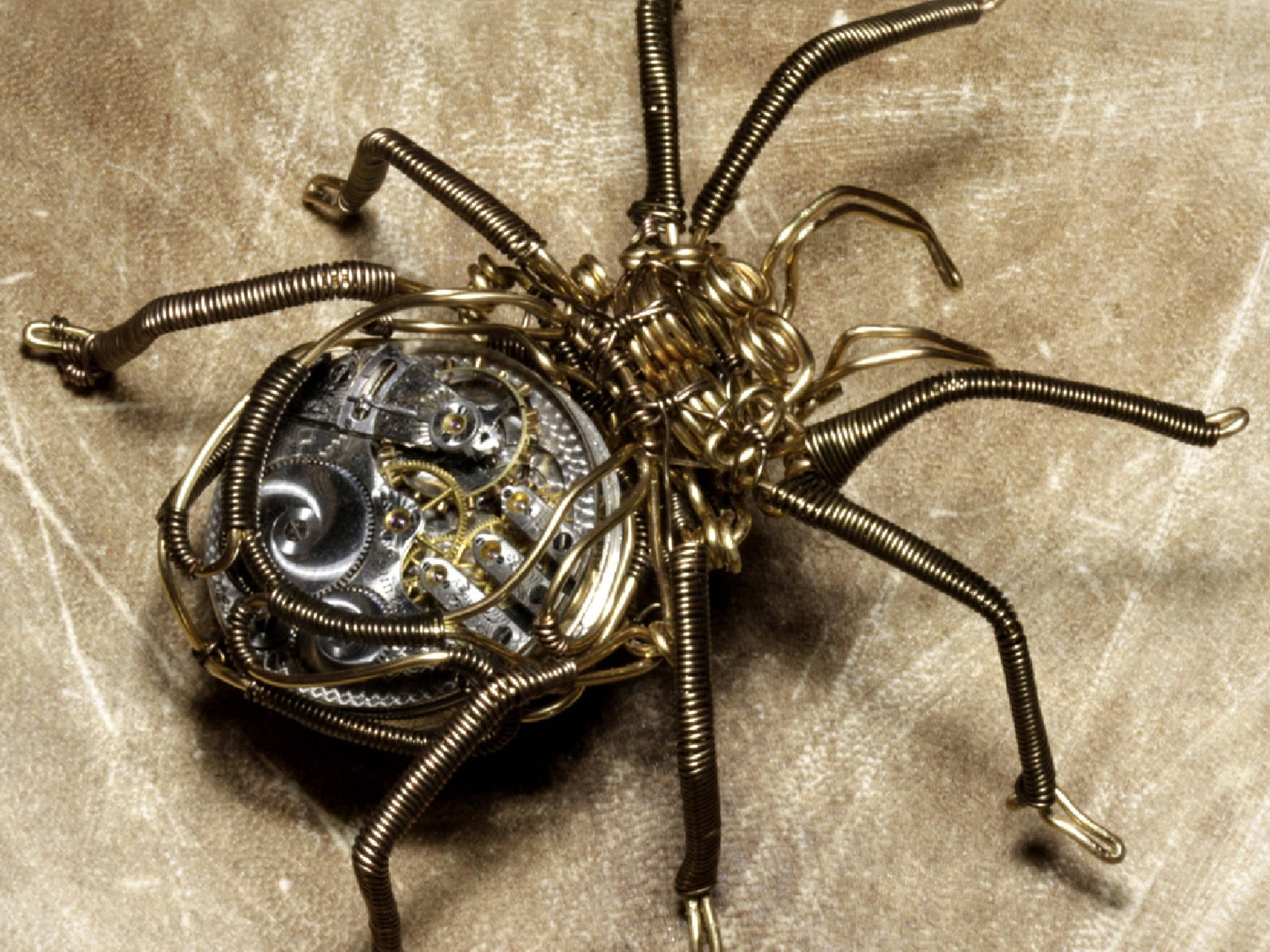 Spider With Mechanical Pieces Background