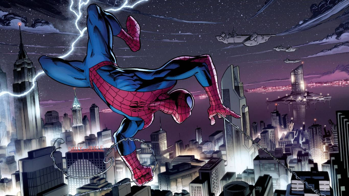 Spiderman 1366x768 At Night