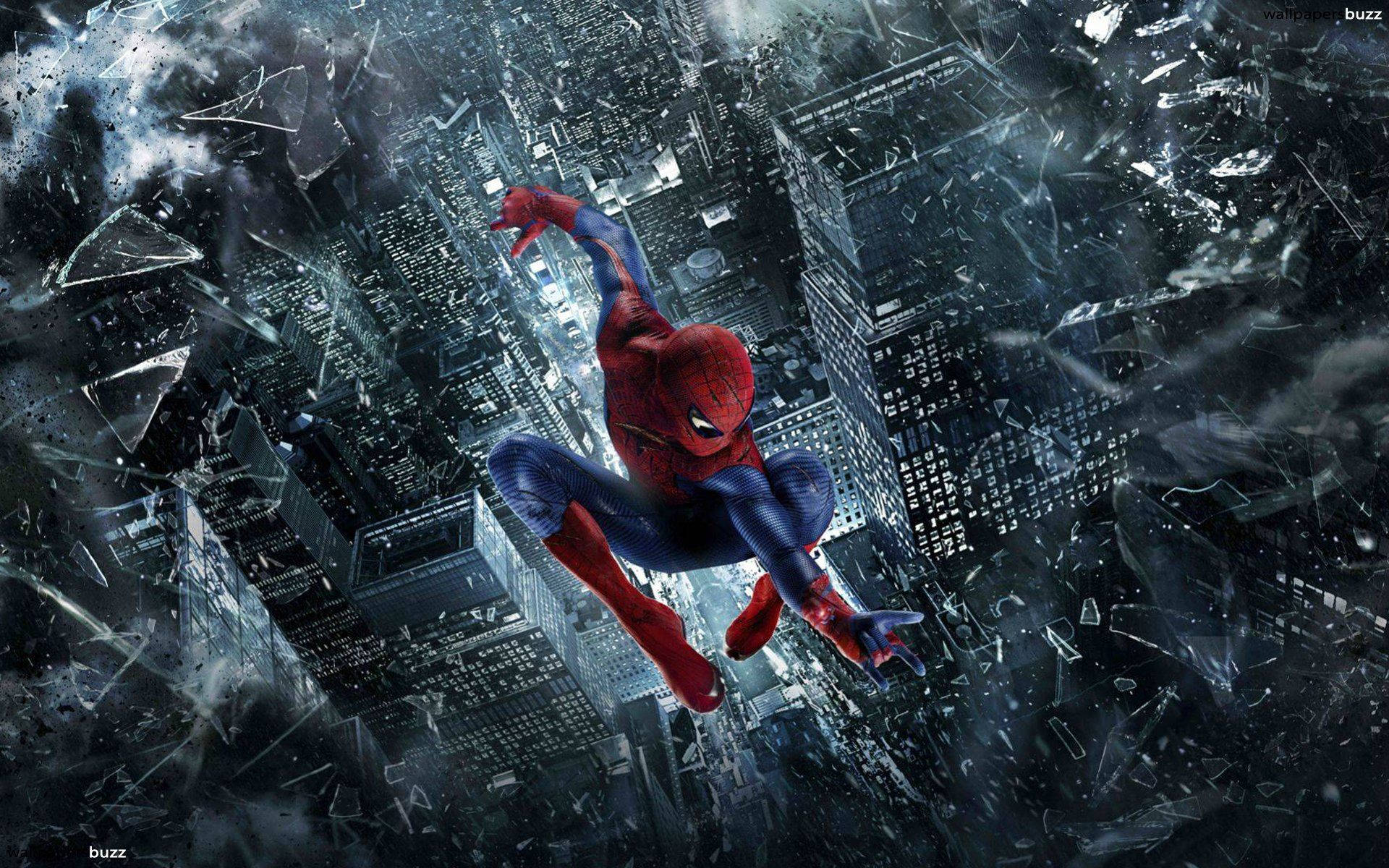 Spiderman Braking Glass Background