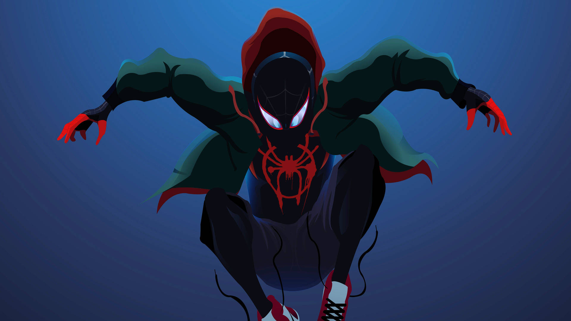 Spiderman Jumping Digital Art Background