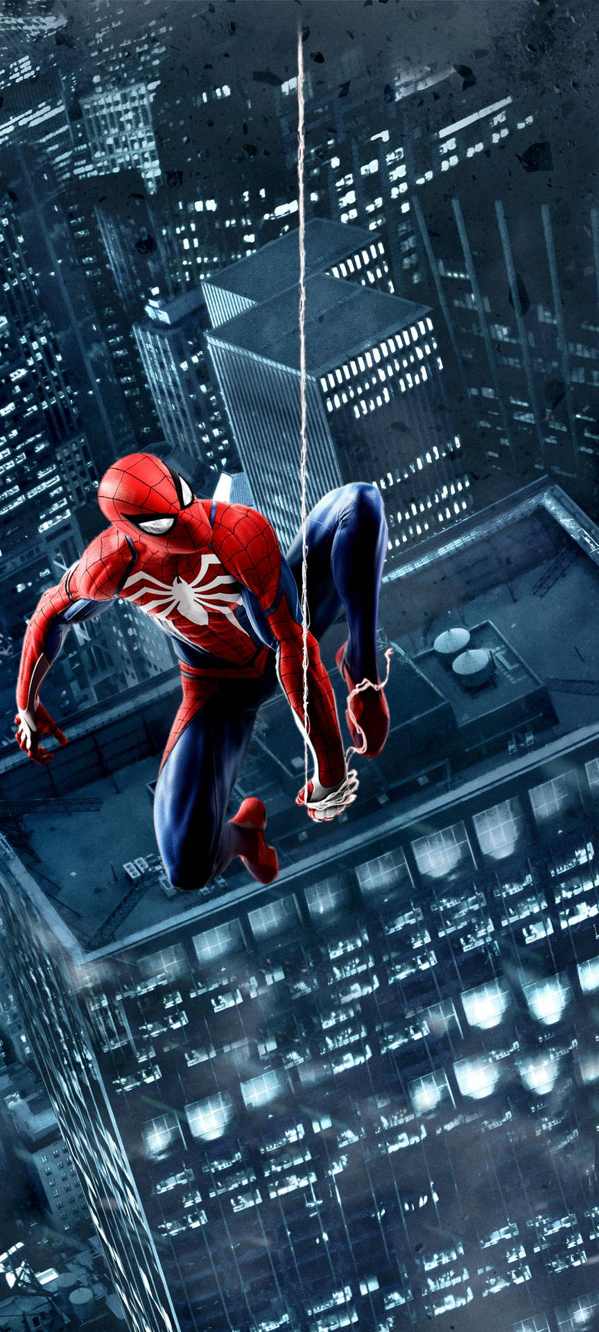 Spiderman Shooting Webs By The Punch Hole Background