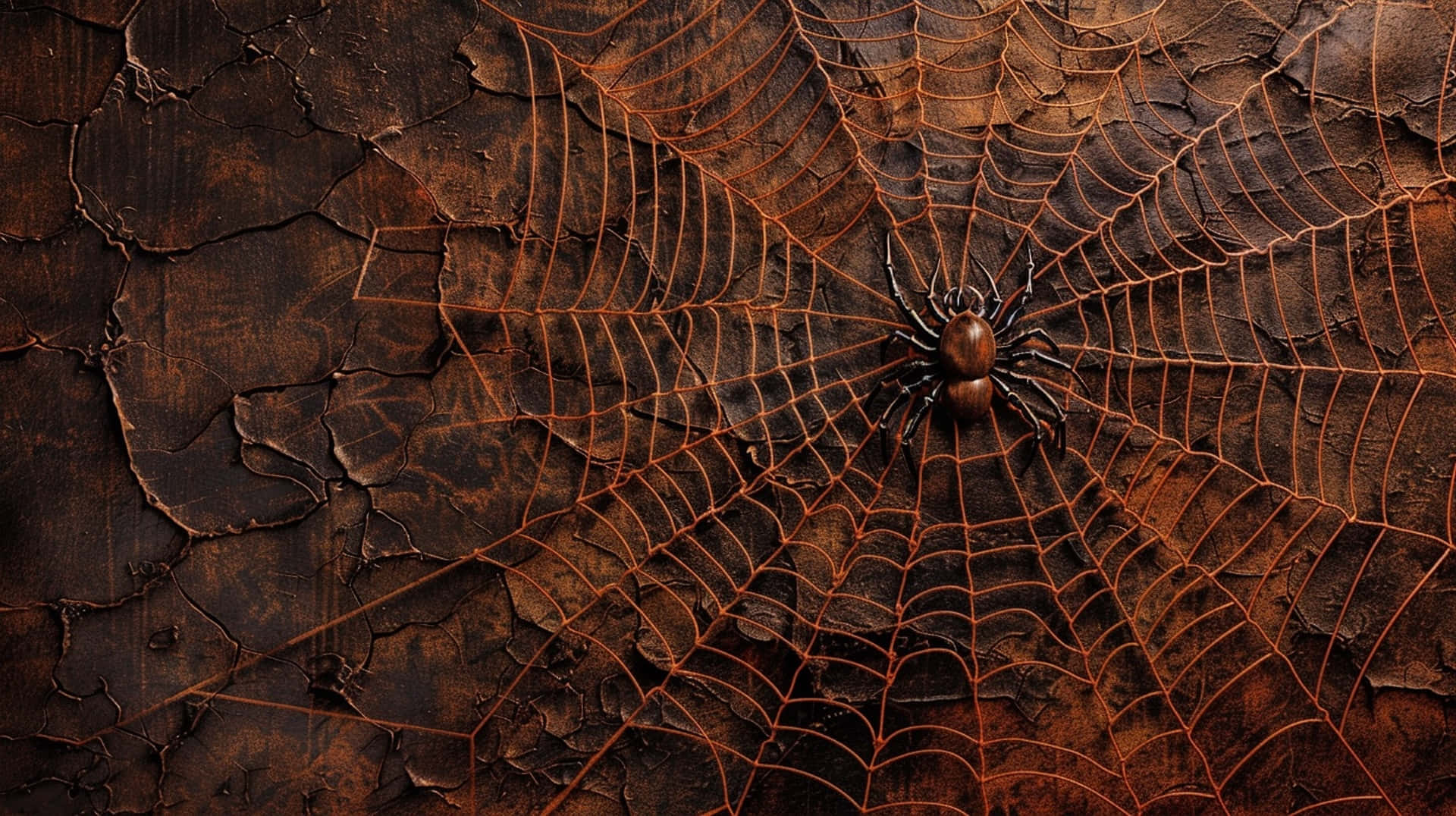 Spideron Web Aged Wooden Background Background