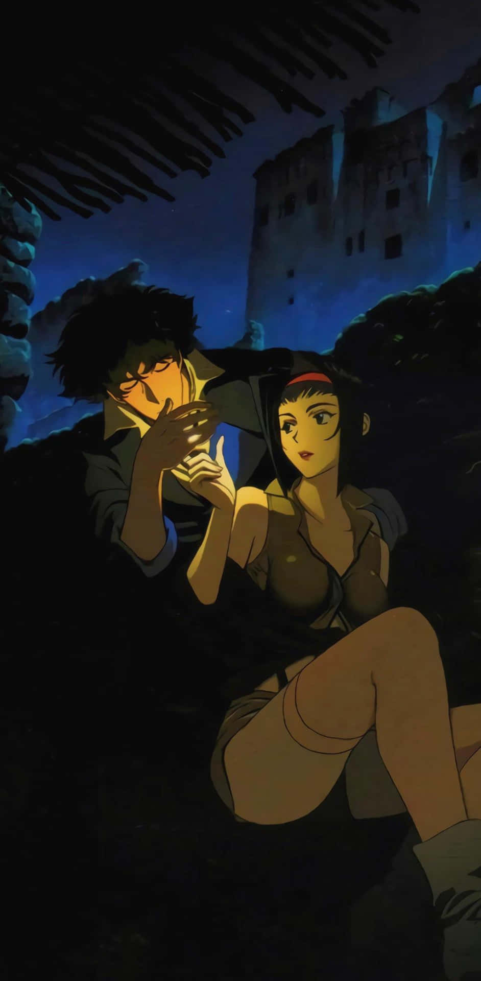 Spikeand Faye Nighttime Encounter Cowboy Bebop Background