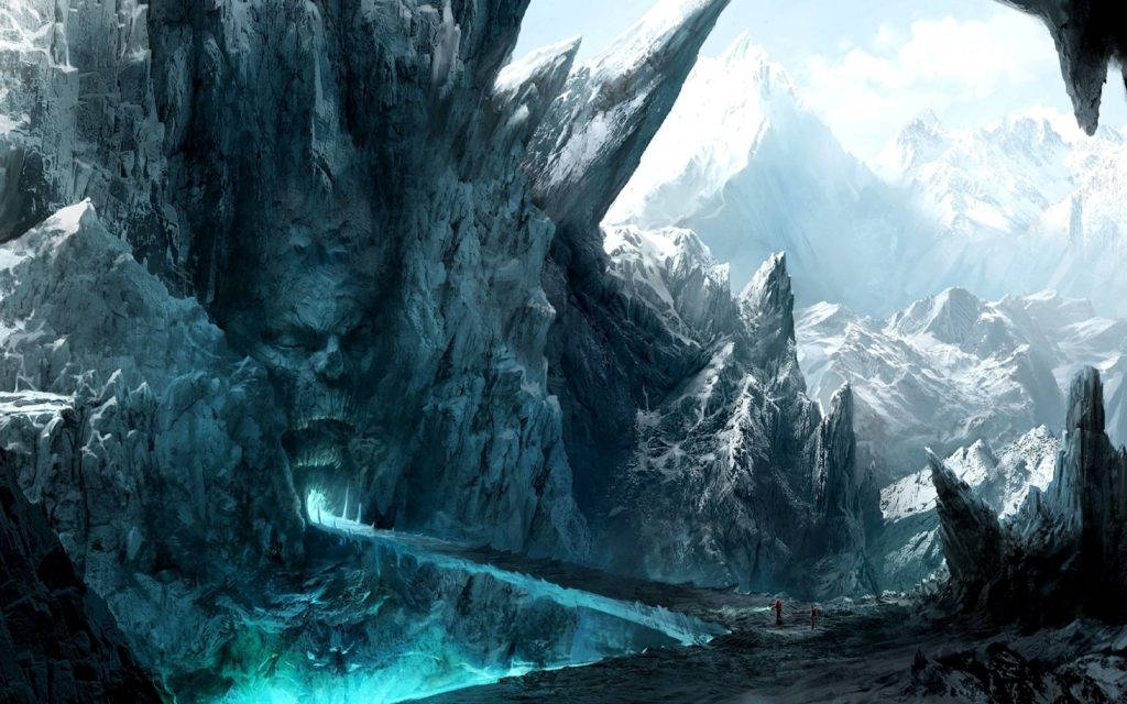Spiky Cave Mountain Dark Screen Background