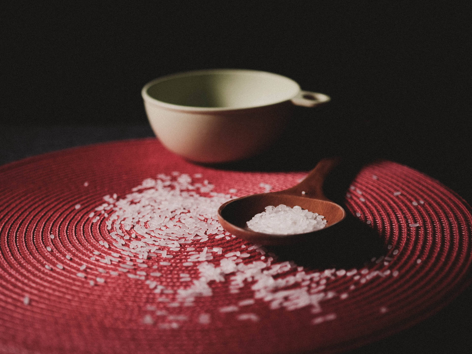 Spilled Bowl Of White Rice Background