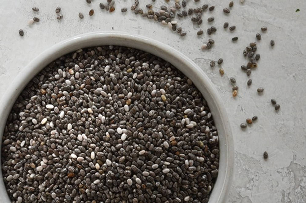 Spilled Chia Seeds Background