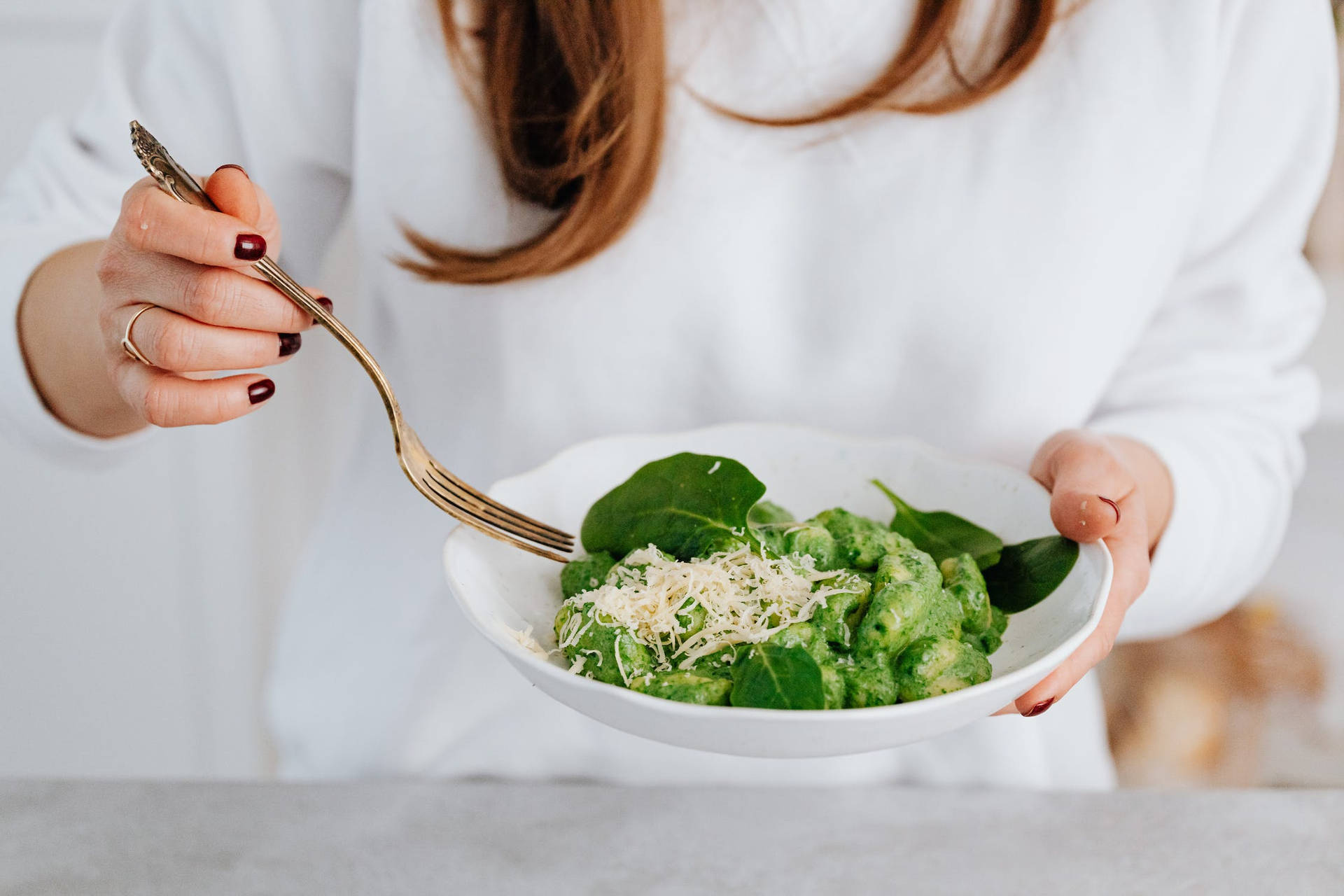 Spinach On Plate Background