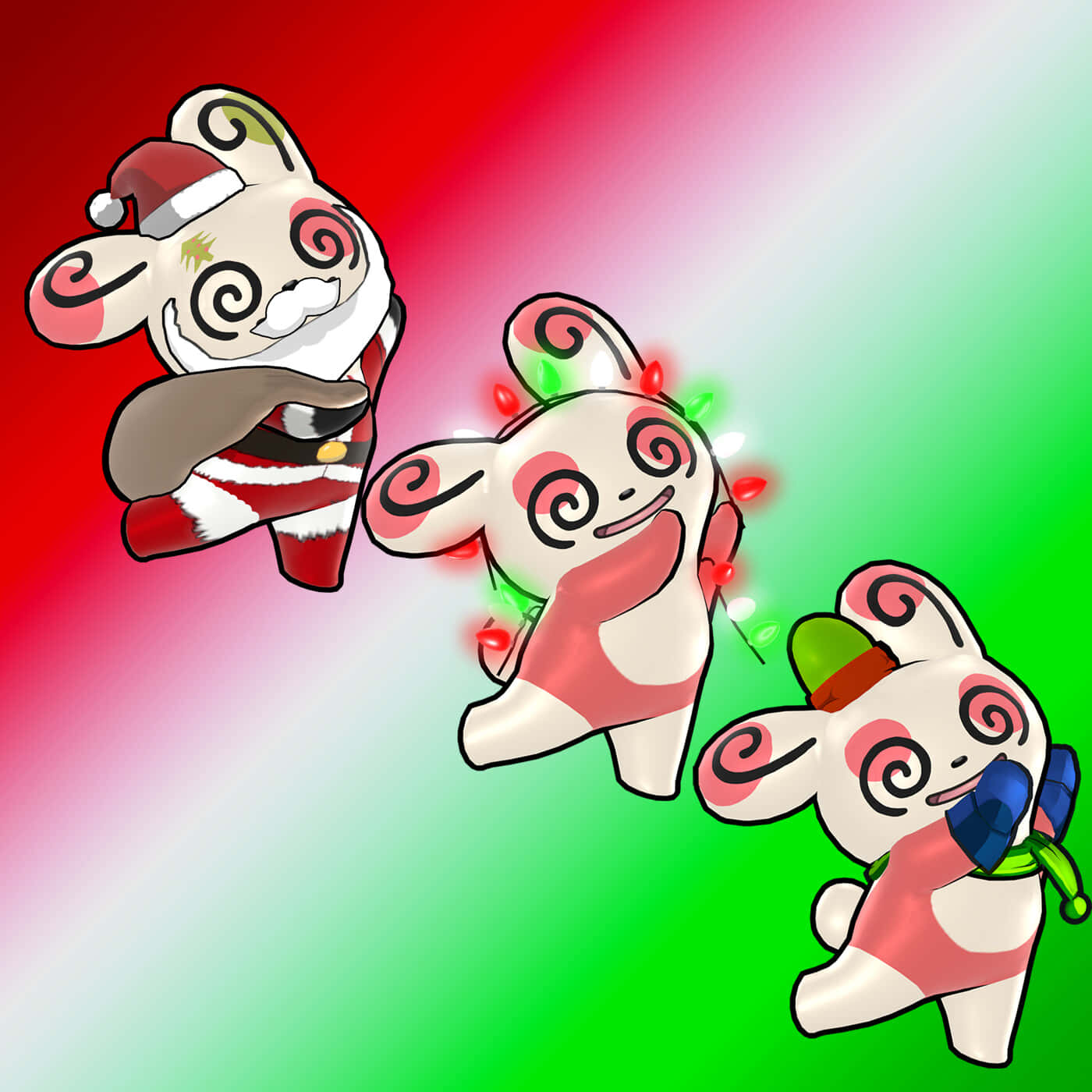 Spinda Group On Gradient Background Background