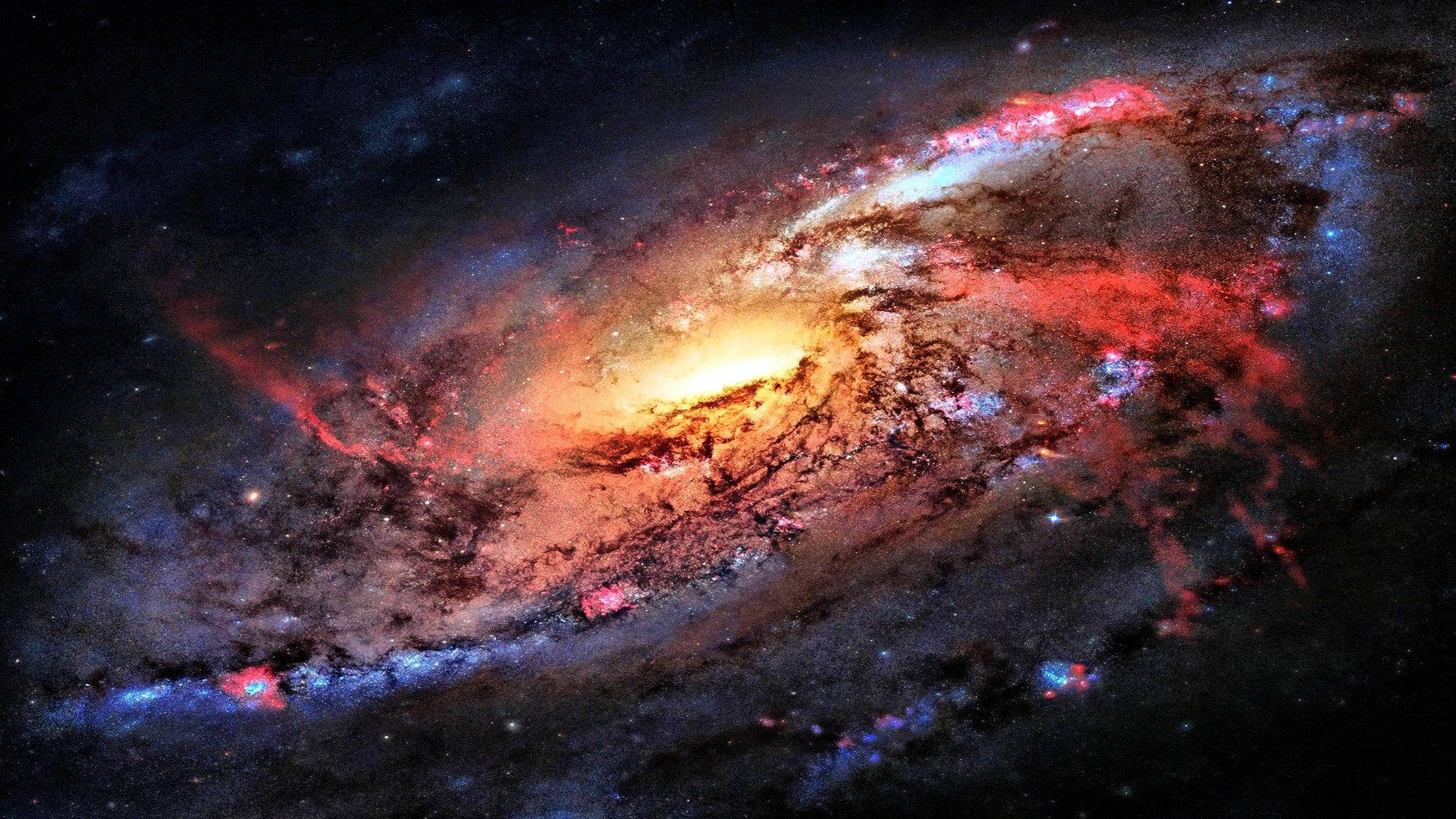 Spiral Galaxy M106 1920x1080 Hd Space Background