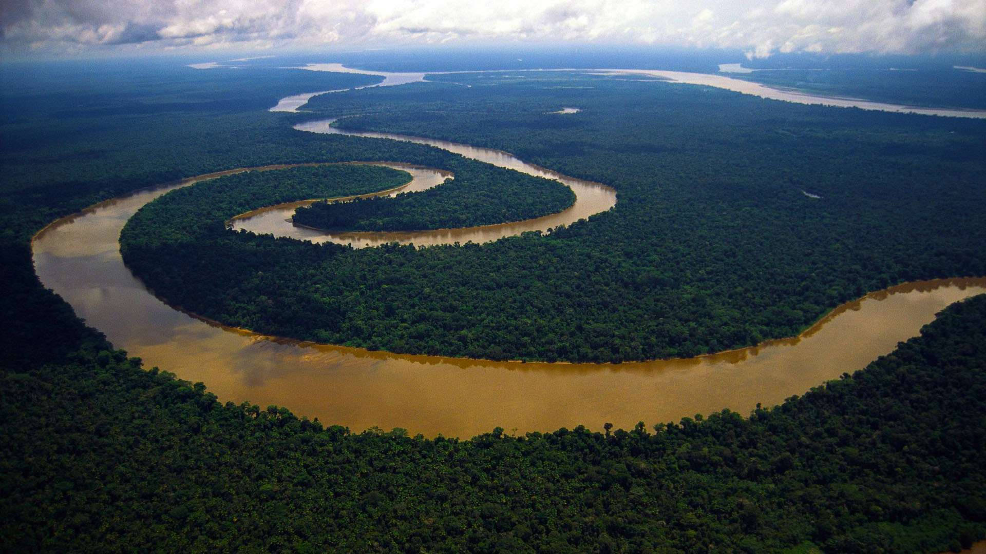 Spiral River In Amazonas Background