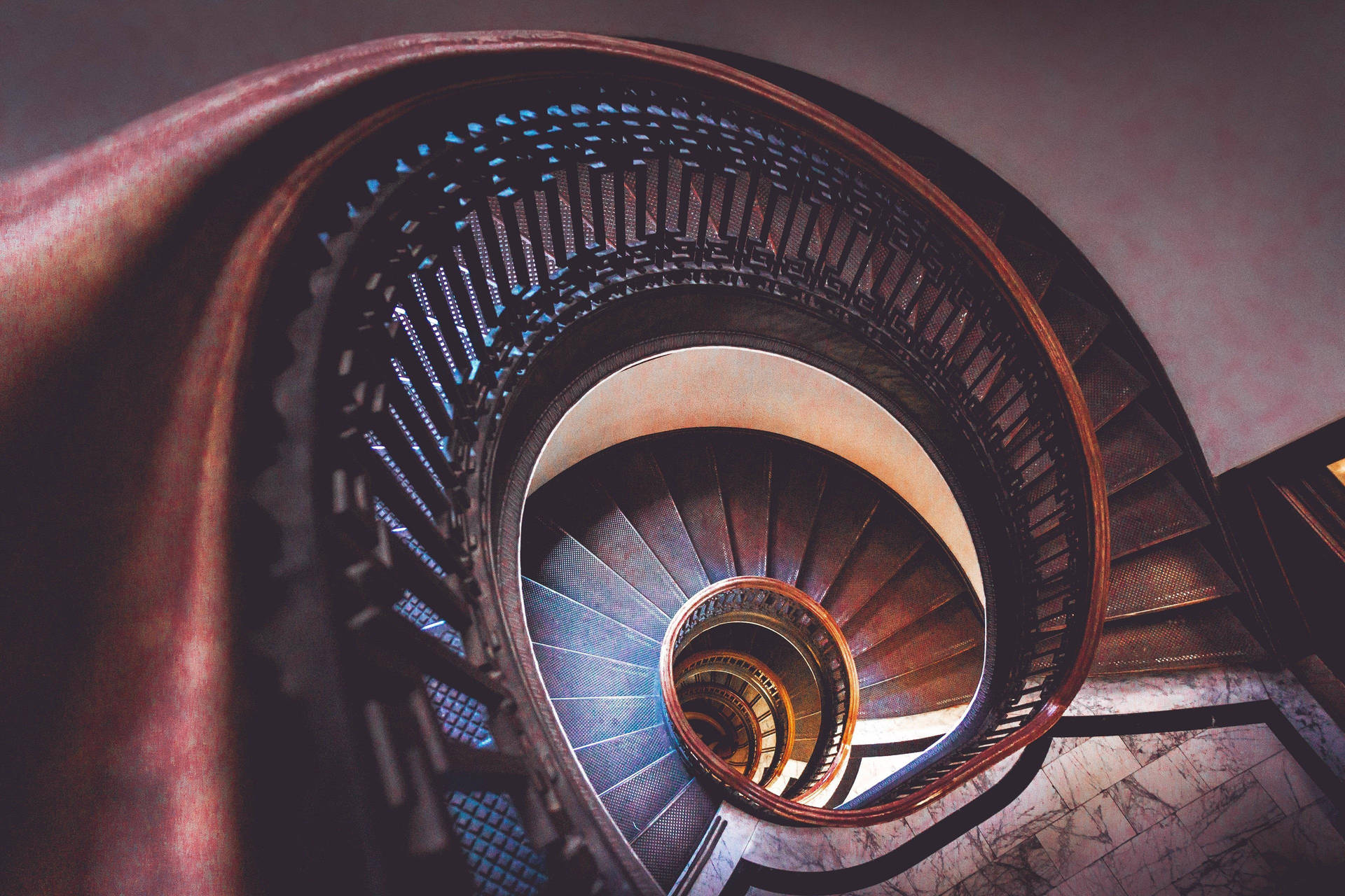 Spiral Wooden Staircase Background