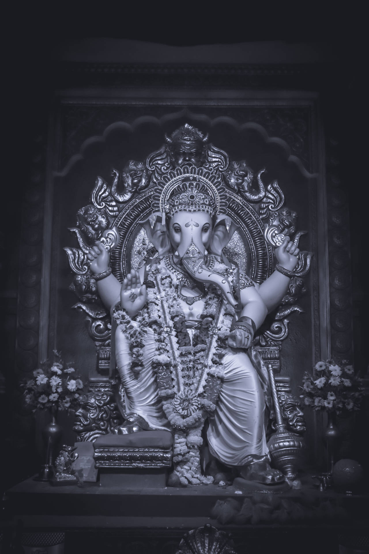 Spirit Of Festivity With Monochrome Lalbaugcha Raja Background