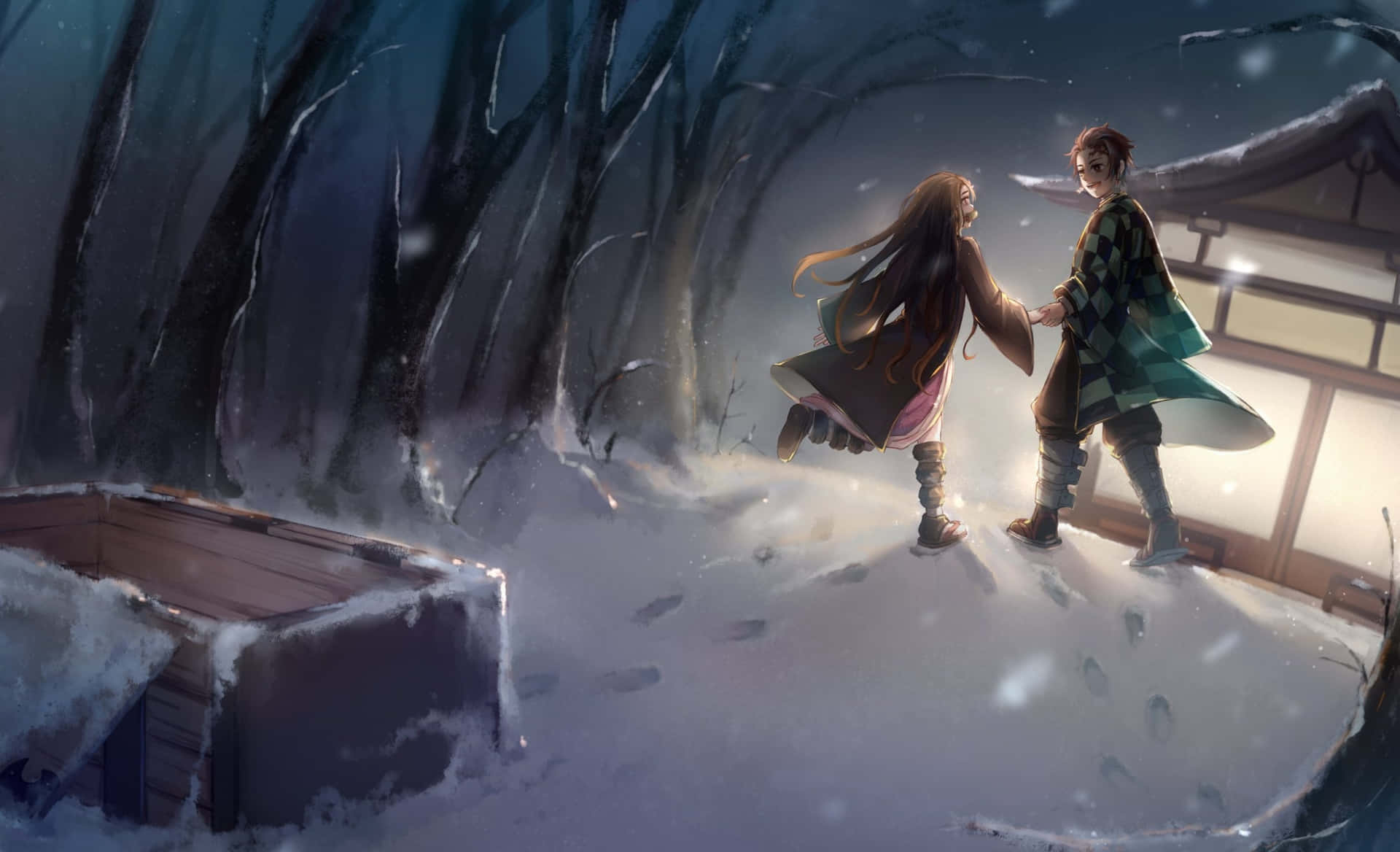 Spirit Of The Demon Slayer Rests In The Misty Forests Background