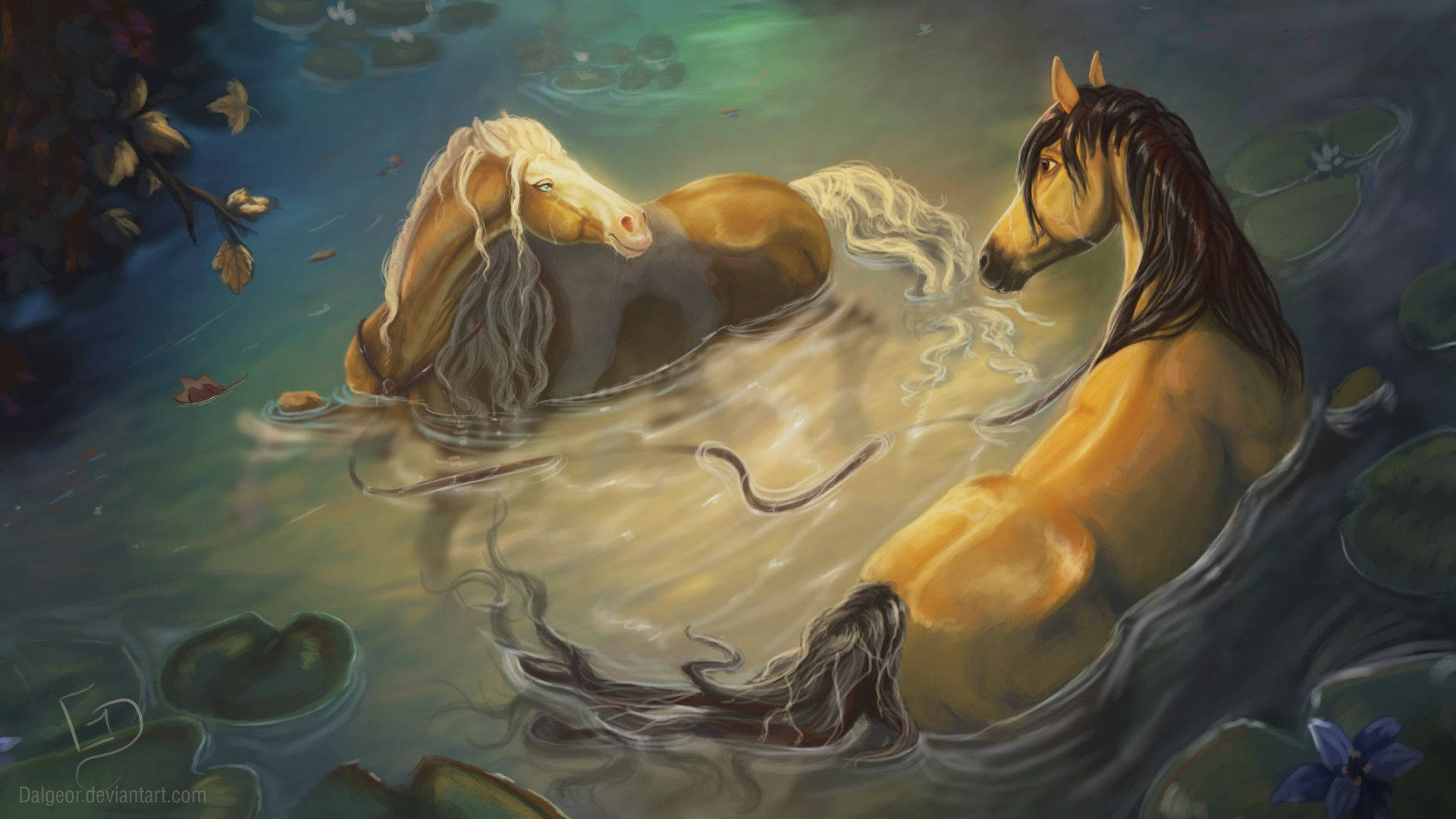 Spirit Stallion Of The Cimarron Horses In Water