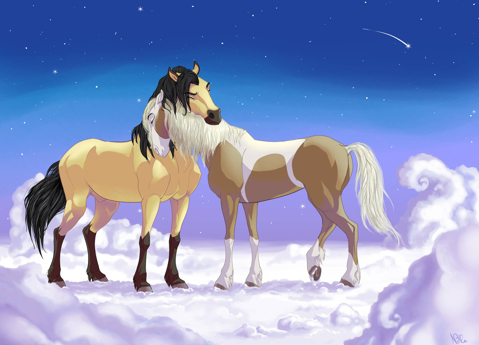 Spirit Stallion Of The Cimarron Snowy Winter Night Background