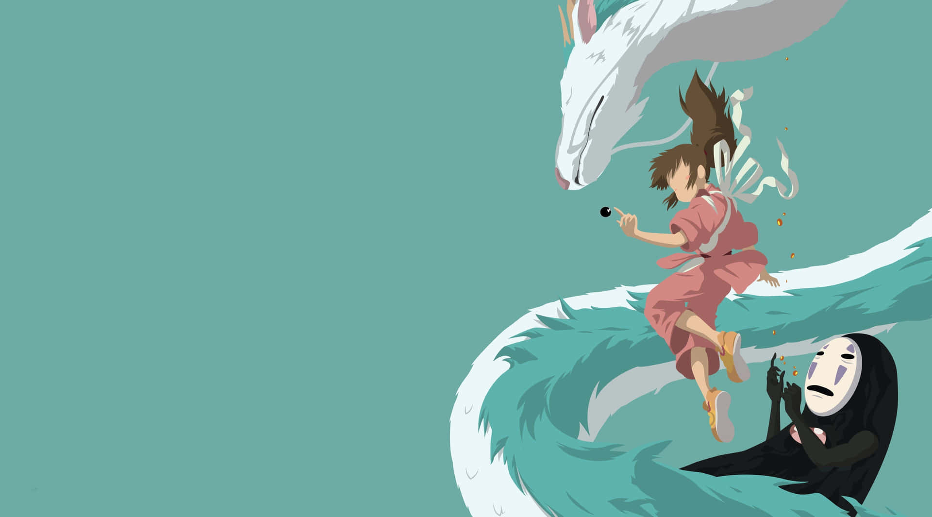 Spirited Away Main Characters Minimalist Vector Background