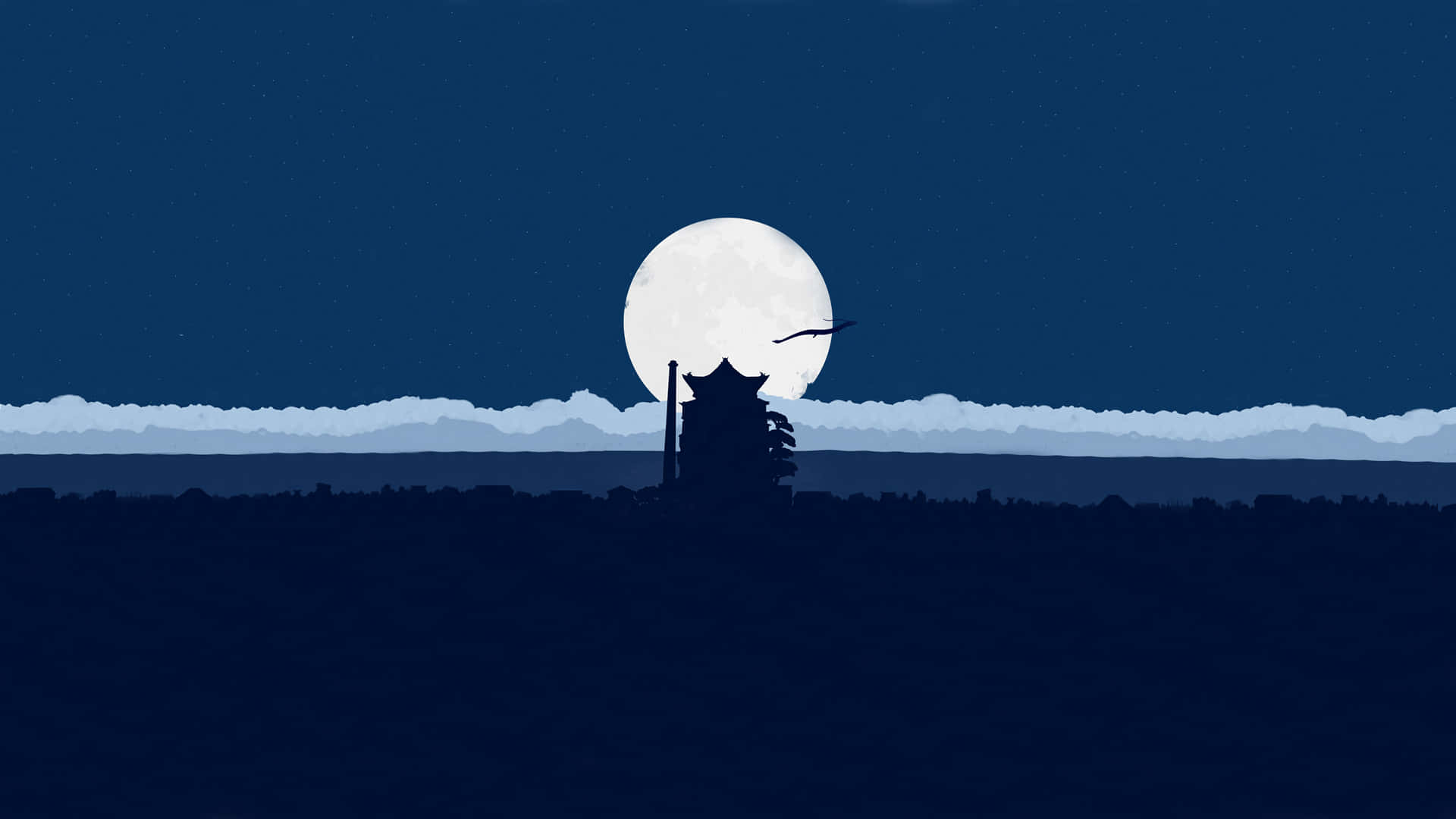 Spirited Away Moonlight Silhouette Background