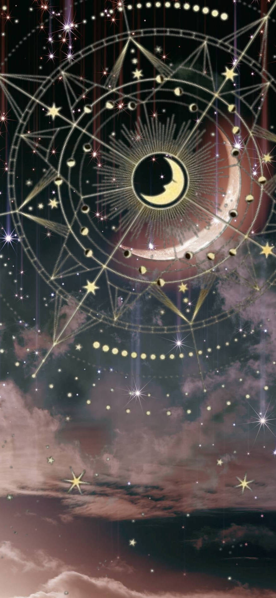 Spiritual Aesthetic Circle Moon Phase Background