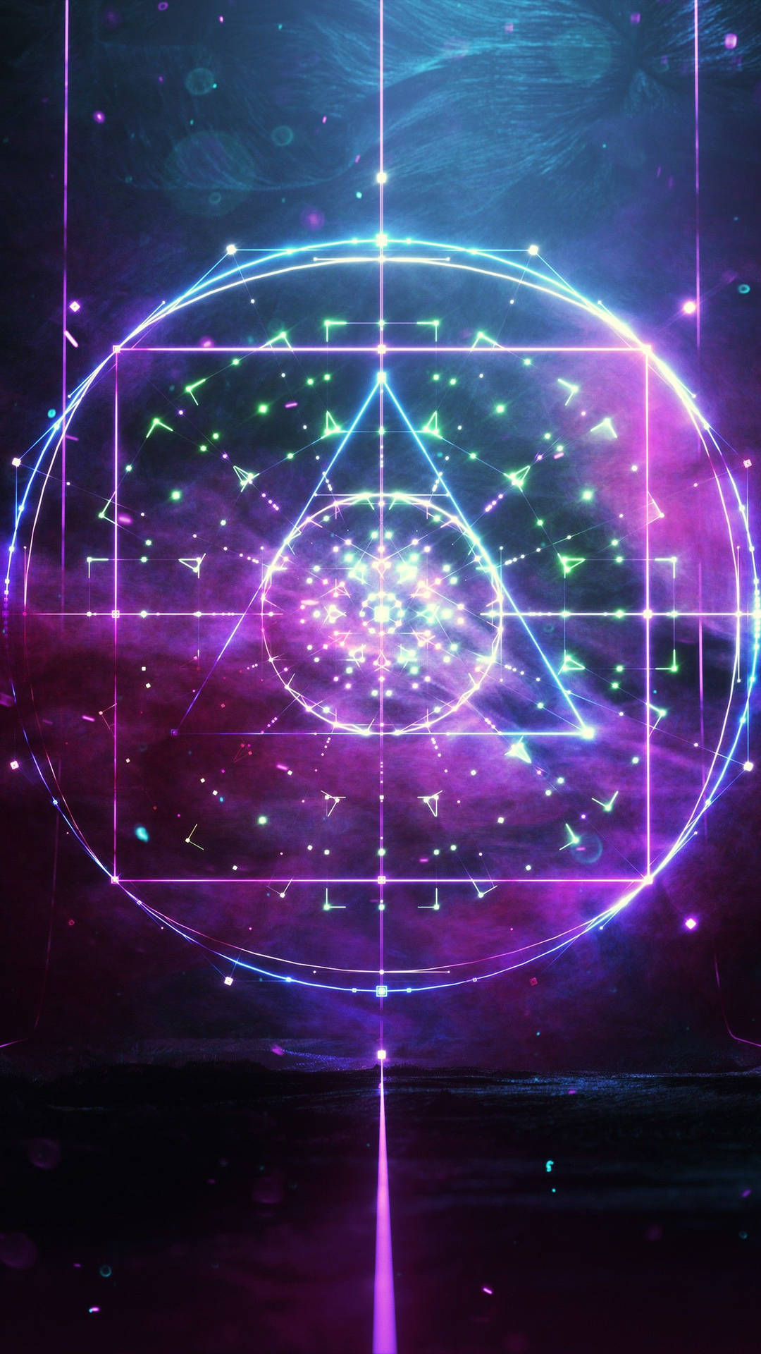 Spiritual Aesthetic Neon Sacred Geometry Background