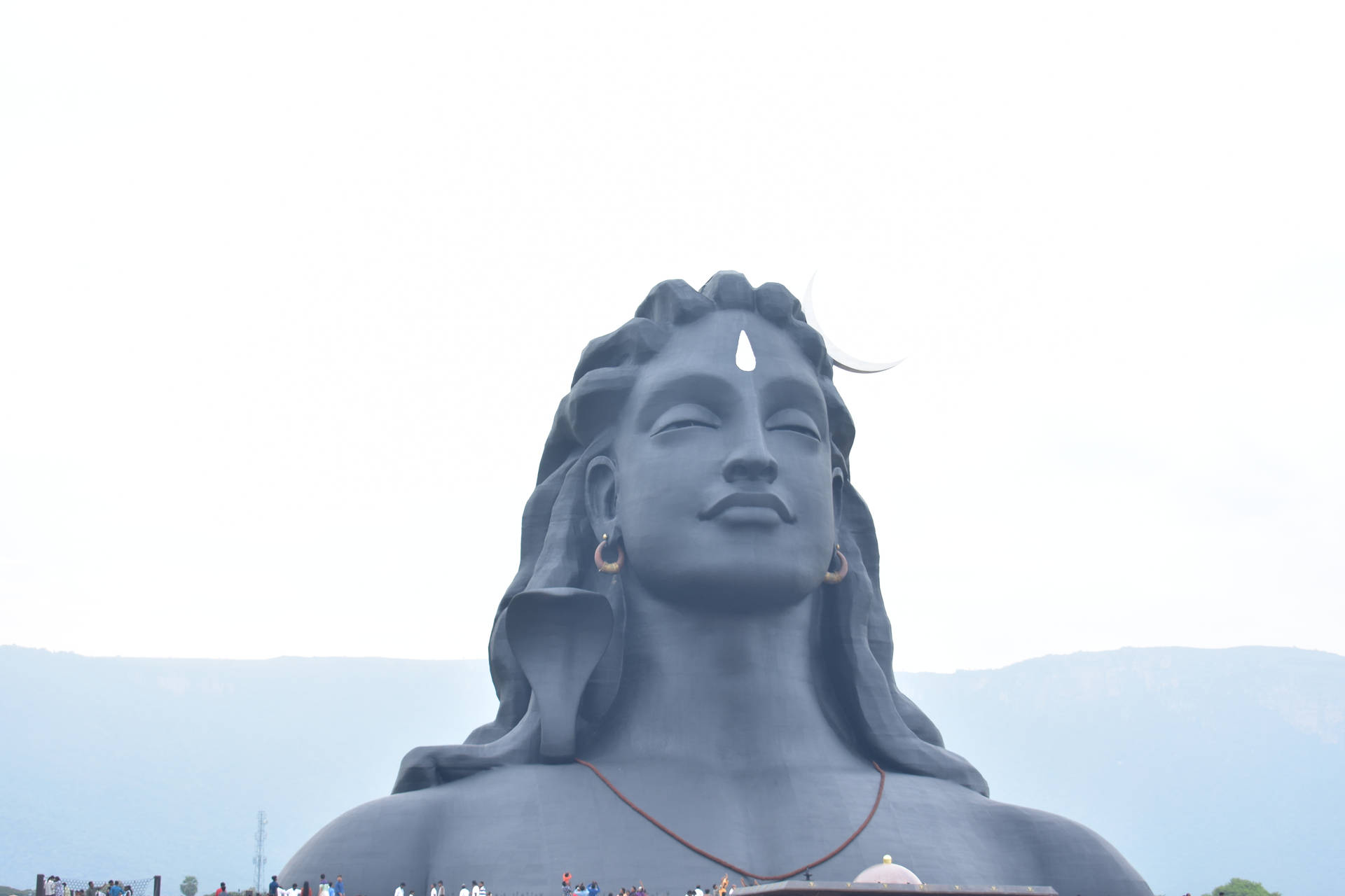 Spiritual Grandeur: The Adiyogi Shiva Statue At Isha Yoga Center Background