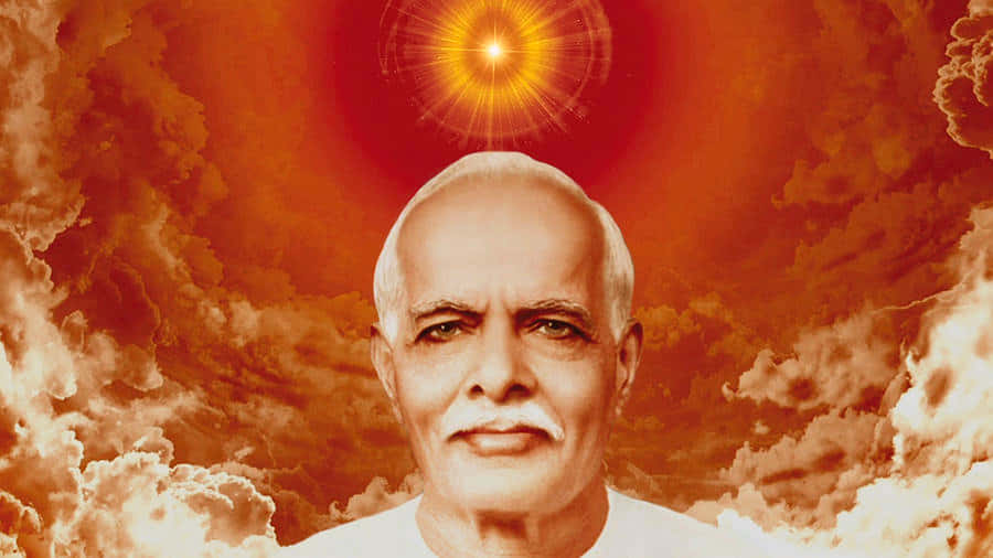 Spiritual Leader Against Orange Sky Background