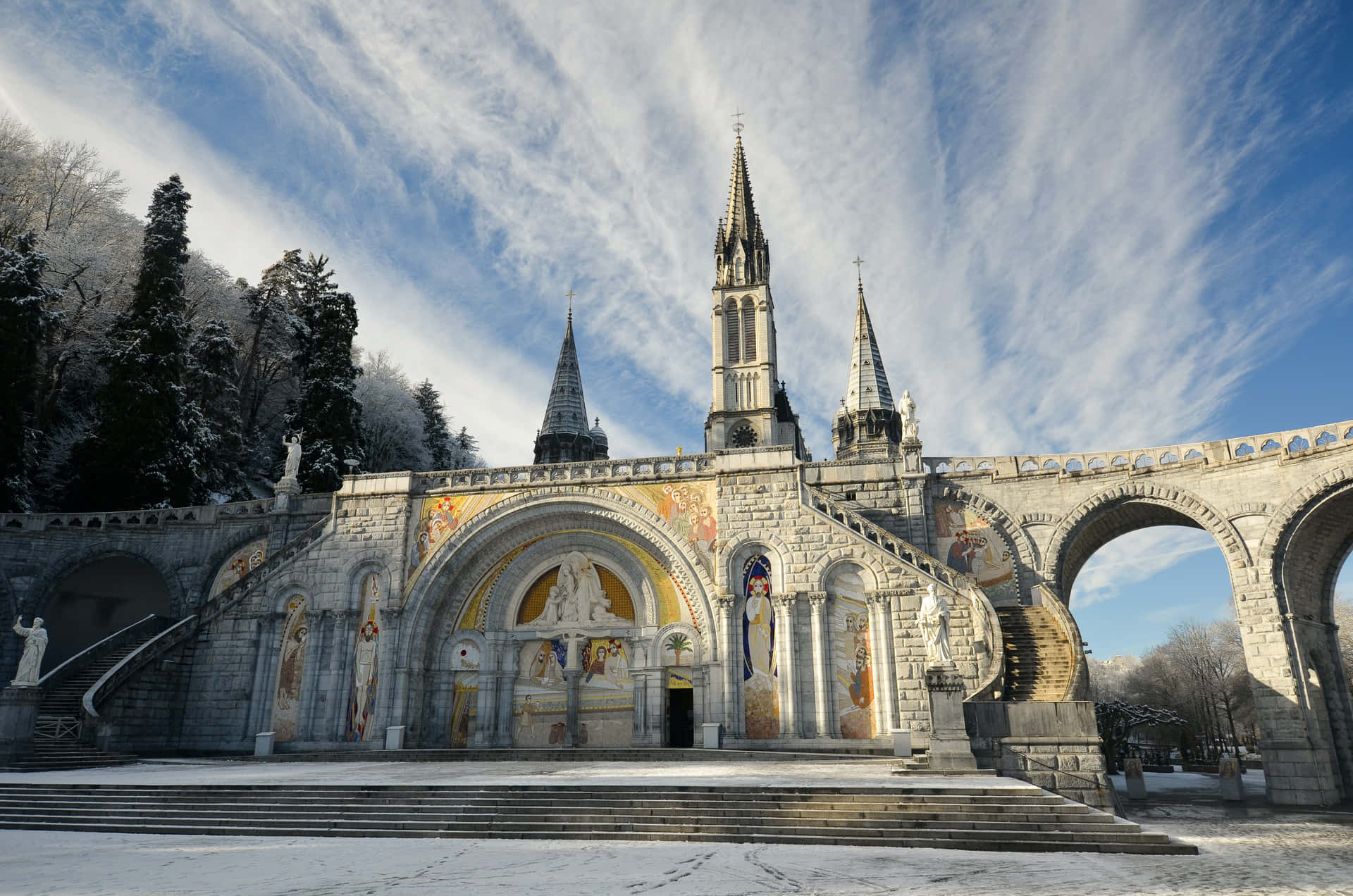 Spiritual Solitude - Lourdes Sanctuary Under Starlit Night