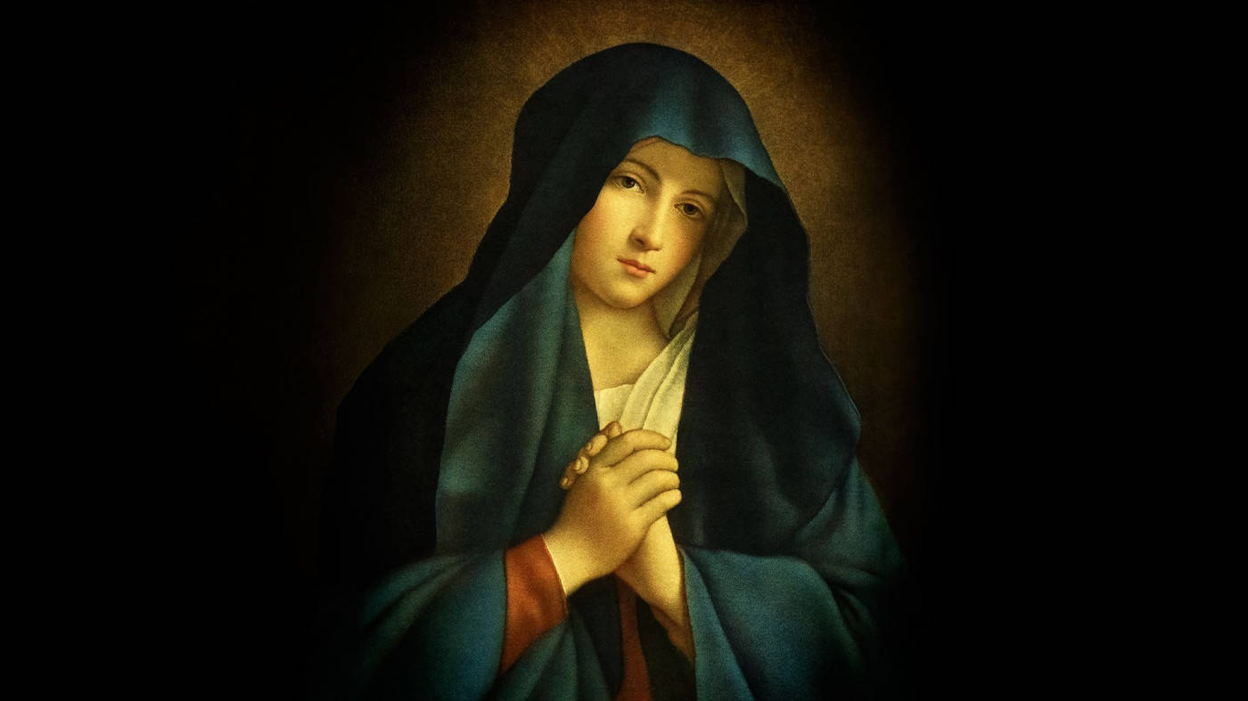 Spiritual Vision Of The Prayerful Virgin Mary Background