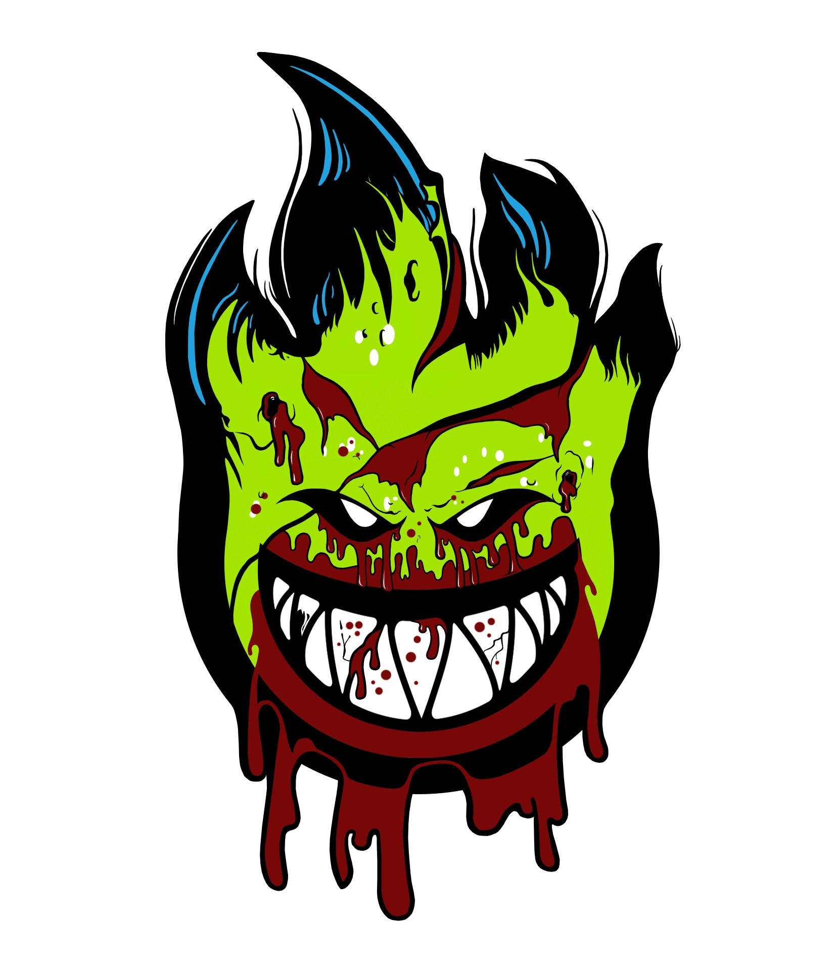 Spitfire Logo Green Monster With Blood