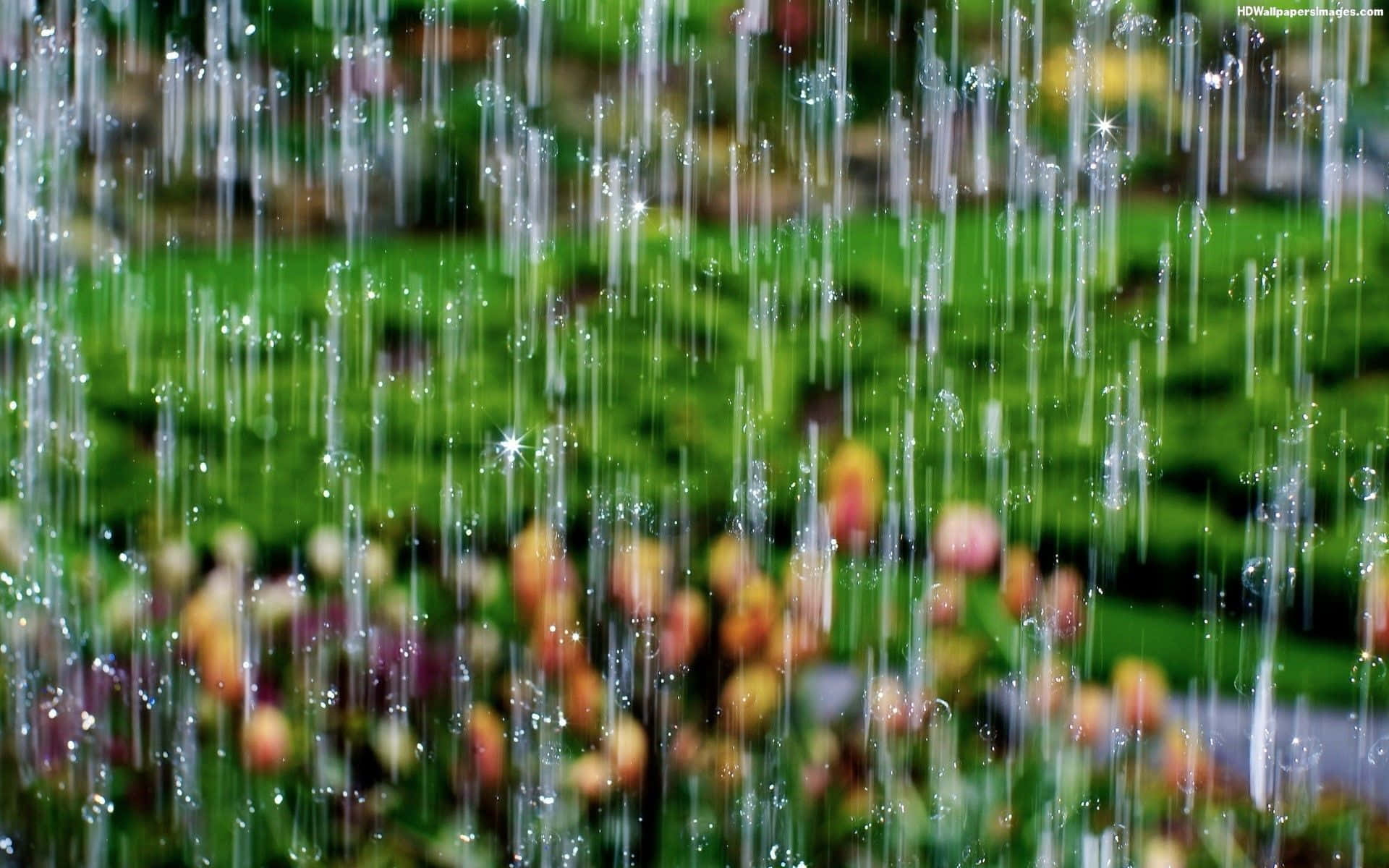 Splashes Of Rain On A Desktop Background