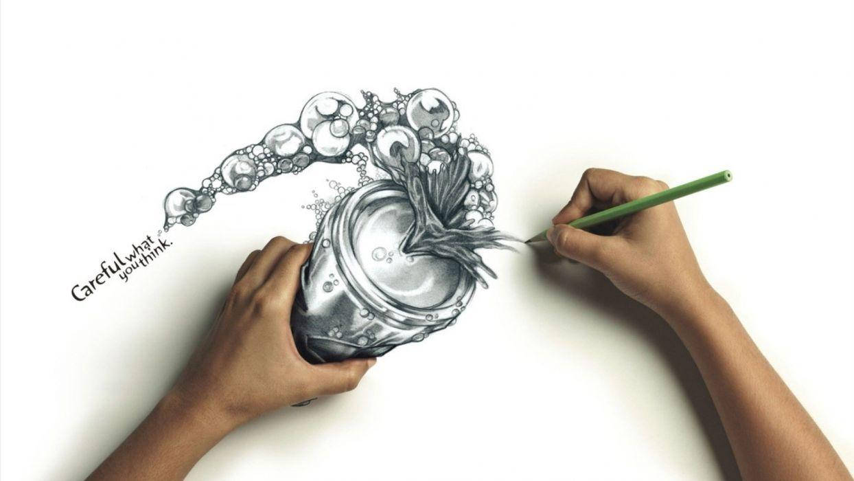 Splashing Can Pencil Drawing