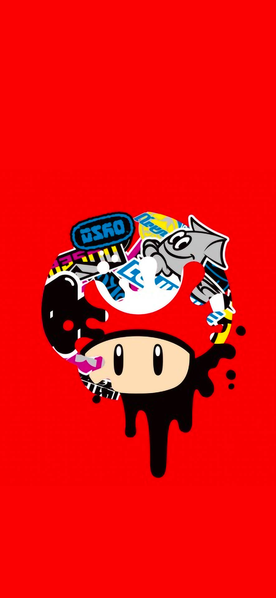 Splatfest Mario Mushroom Iphone Amoled Background