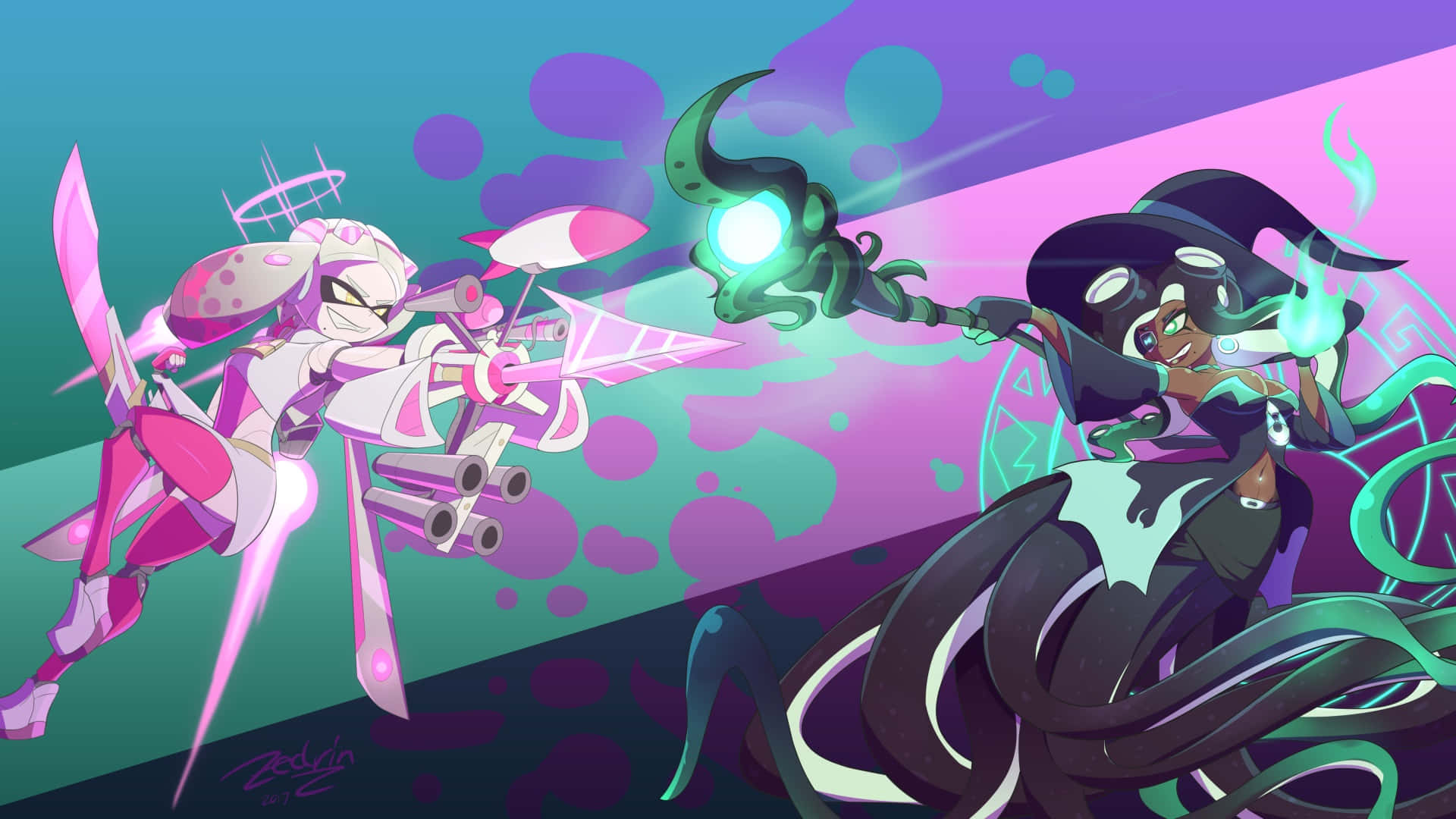 Splatoon 2 Action-packed Battle Scene Background