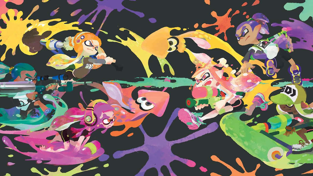 Splatoon 2 Action-packed Game Scene Background