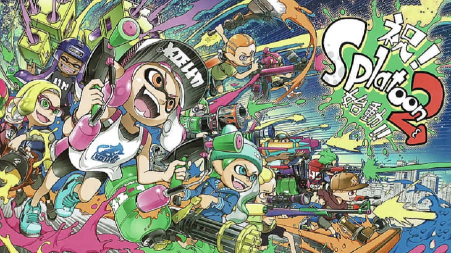 Splatoon 2: Intense And Colorful Multiplayer Battle Background