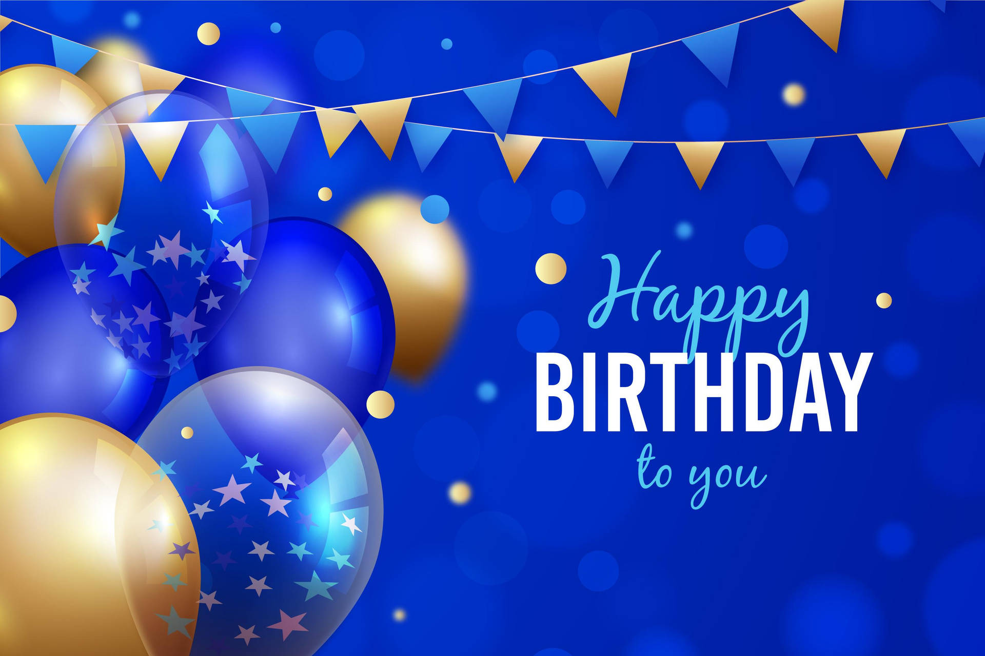Splendid Blue And Gold Birthday Party Background