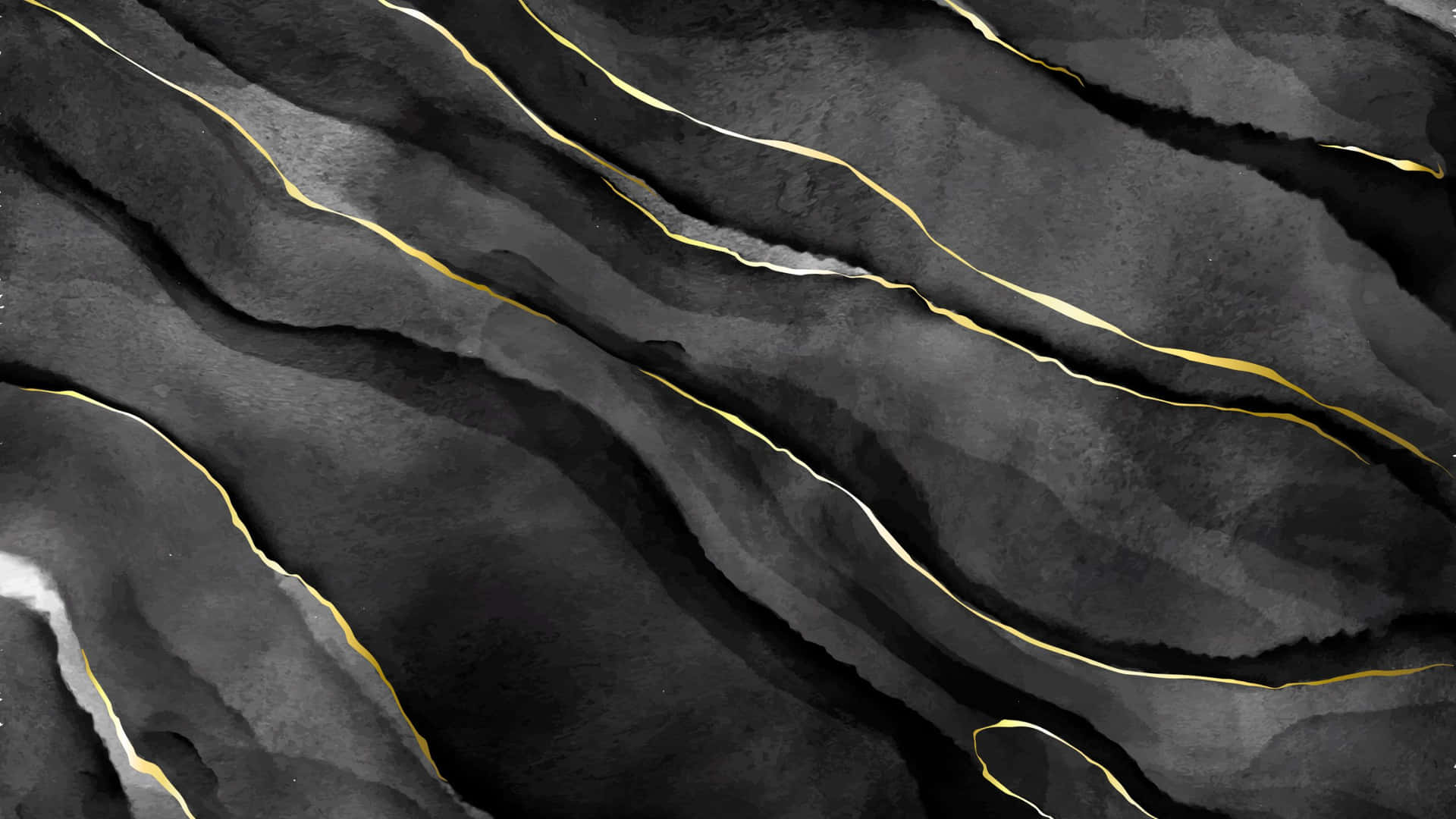 Splendid Glossy Black And Gold Marble Texture Background