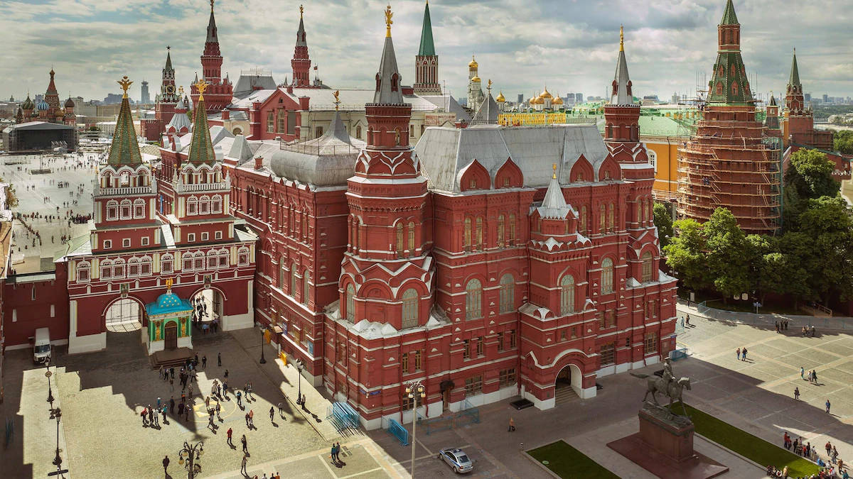 Splendid Night View Of The Historical Museum In Moscow