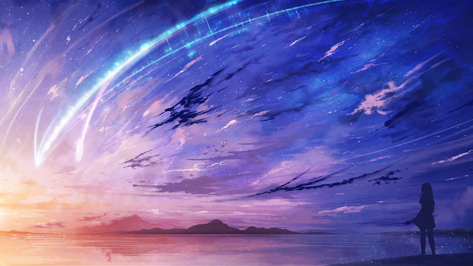 Splendid Purple Anime Scenery Background