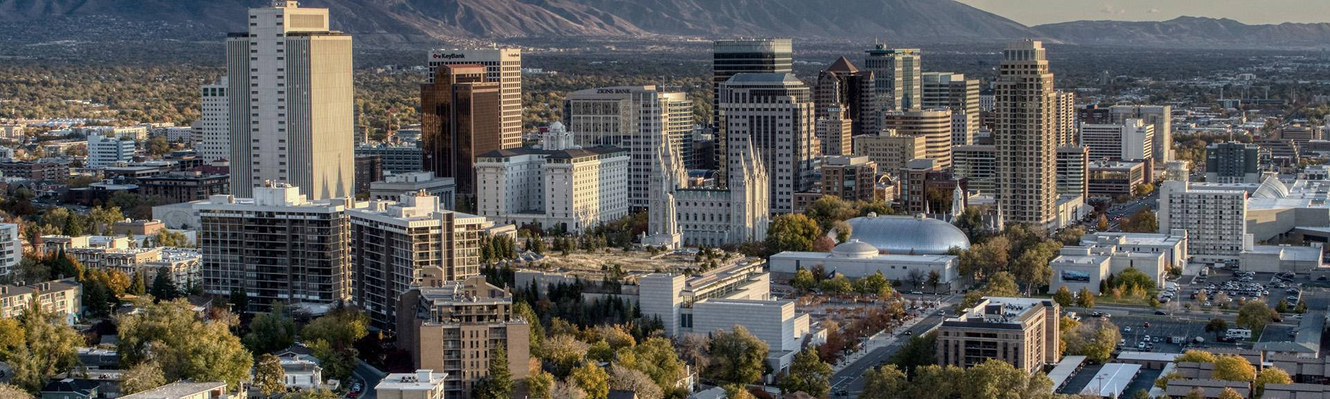 Splendid Skyline View Of Salt Lake City, Utah Background