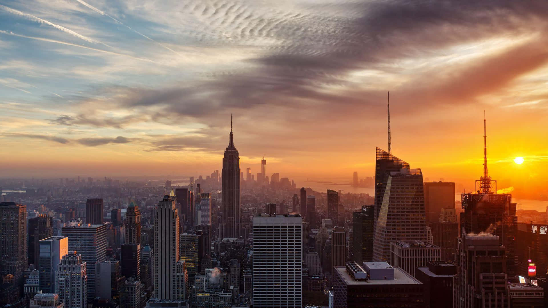 Splendid Sunset New York City Laptop Background