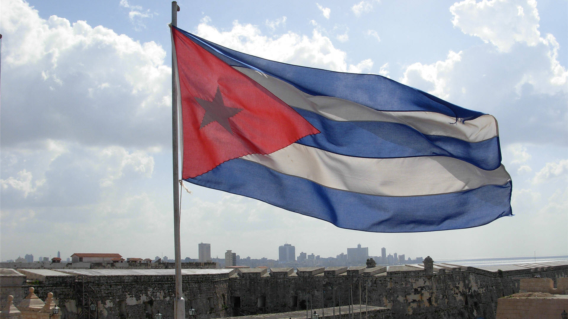 Splendor Of Cuban Flag Waving Under Daylight