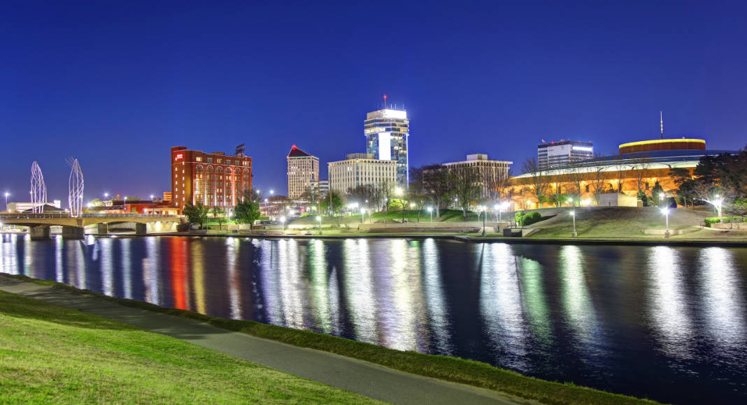 Splendor Of The Lights In Wichita's Buildings Background