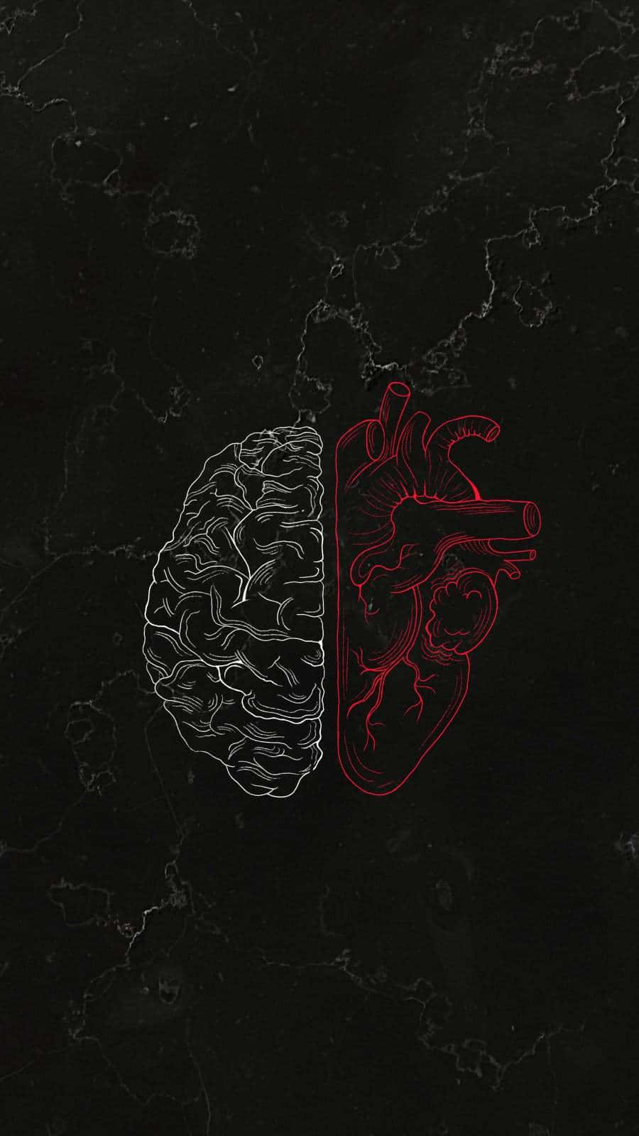 Split Brain And Heart Black Heart Iphone Background