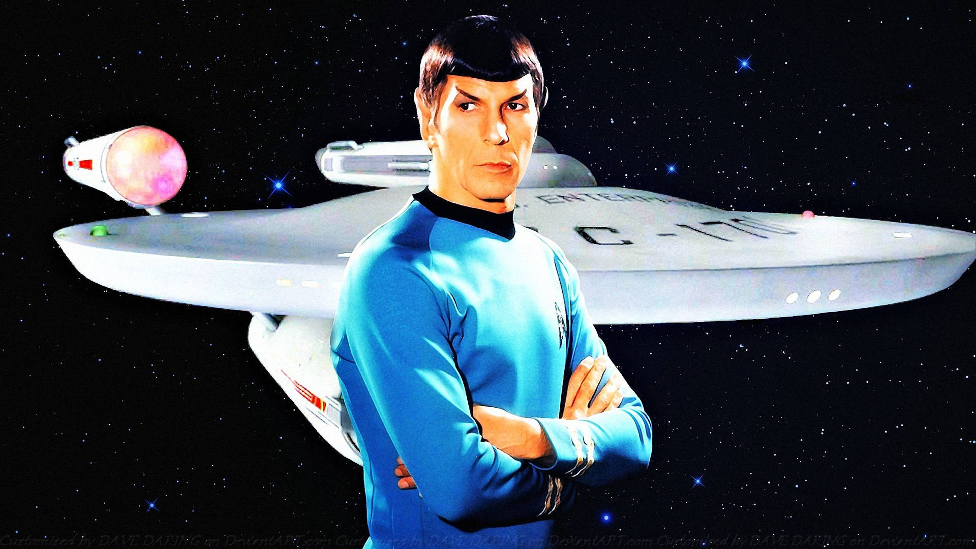Spock Galaxies And Starship Background