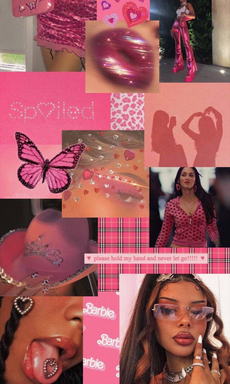 Spoiled Rhinestone Pink Baddie Collage Background